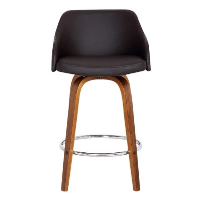 30" Alec Bar Height Swivel Barstool Walnut/Brown - Armen Living 1 30" Alec Bar Height Swivel Barstool Walnut/Brown - Armen Living
