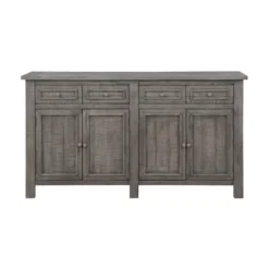 Keystone Rustic Farmhouse 4 Drawer 4 Door Storage Credenza/Sideboard Gray - Treasure Trove