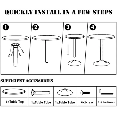 Costway 4 PCS Round Pub Table 24'' Bistro Bar Cocktail Table W/Metal Base Black 9 Costway 4 PCS Round Pub Table 24'' Bistro Bar Cocktail Table W/Metal Base Black - Image 9