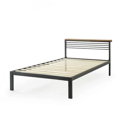 Hylle Metal Platform Bed With Low Headboard Shelf Black - Mellow 3 Hylle Metal Platform Bed With Low Headboard Shelf Black - Mellow - Image 3