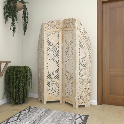 Eclectic Wood Room Divider Screen White - Olivia & May 15 Eclectic Wood Room Divider Screen White - Olivia & May - Image 15