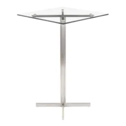 Fuji Contemporary Square Bar Table Silver - LumiSource