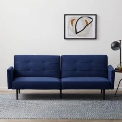 Comfort Collection Futon Sofa Bed With Buttonless Tufting - Lucid -Baxton Studio Shop GUEST e8625c4e 95d0 493c b97a f338c8df360f