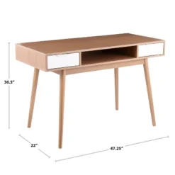 Pebble Double Contemporary Computer Desk Wood Natural/White - LumiSource -Baxton Studio Shop GUEST e967fa22 94bb 42e8 9ddf fe953f39e639