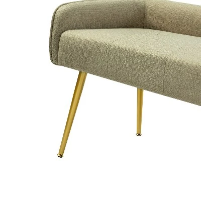 Emilio Modern 55.25" Wide Upholstered Low Back Bench With Sturdy Golden Metal Tapered Leg| ARTFUL LIVING DESIGN 8 Emilio Modern 55.25" Wide Upholstered Low Back Bench With Sturdy Golden Metal Tapered Leg| ARTFUL LIVING DESIGN - Image 8