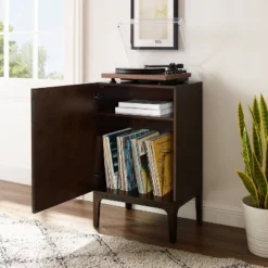 Asher Record Storage Stand Dark Brown - Crosley -Baxton Studio Shop GUEST eb21732b 506f 4c70 af35 ad3e8fad5bdf