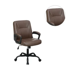 Simple Relax Adjustable Height Office Chair With Padded Armrests, Brown -Baxton Studio Shop GUEST eb83be1d a3bd 46e5 a515 6d13ac273a6f