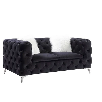 68" Phifina Sofa Black Velvet - Acme Furniture 1 68" Phifina Sofa Black Velvet - Acme Furniture