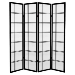 6 Ft. Tall Canvas Double Cross Room Divider 4 Panels - Oriental Furniture -Baxton Studio Shop GUEST ec765f85 22cd 41b0 b378 feaf4f05581c