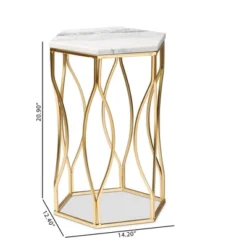 Kalena Metal End Table With Marble Tabletop Gold - Baxton Studio -Baxton Studio Shop GUEST ec7d6a99 13e2 4fb9 a473 a26a28e15d01