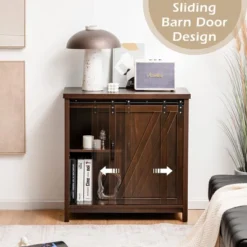 Costway Kitchen Buffet Storage Cabinet Cupboard Freestanding Sideboard Sliding Barn Door -Baxton Studio Shop GUEST ec9b2ec8 3aff 48c5 bb58 fc54601d8bc9