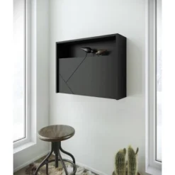 Slim Small Wall Mounted Secretary Desk Black - Nexera -Baxton Studio Shop GUEST ecfa0f3c f5c6 4e86 8cf3 fdb49c05cf23