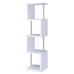 Baxter 4 Shelf Zig Zag Bookcase With Chrome Details - Coaster -Baxton Studio Shop GUEST ed7a402d 78b6 4b9d b576 91401e2e8c6f
