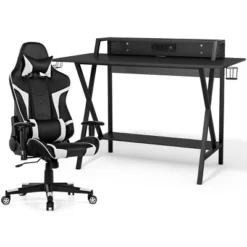 Tangkula Gaming Desk& Massage Gaming Chair Set Gamer Workstation With Headphone Hook -Baxton Studio Shop GUEST ed85cde0 dcbc 43a3 aff7 3de732c57cdc