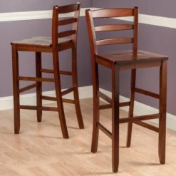 Set Of 2 30" Ladder Back Barstool Hardwood/Walnut - Winsome -Baxton Studio Shop GUEST ee899fc8 5f03 4ded b68f 1e42d6cd4543