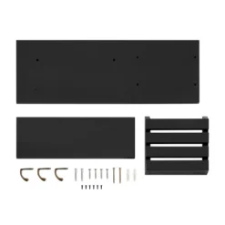18" Utility Shelf With Pocket And Hanging Hooks Black - Danya B. 23 18" Utility Shelf With Pocket And Hanging Hooks Black - Danya B. -Baxton Studio Shop GUEST ef27b863 02b8 4ac7 87bf 23aecc12fefb