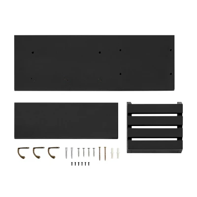 18" Utility Shelf With Pocket And Hanging Hooks Black - Danya B. 12 18" Utility Shelf With Pocket And Hanging Hooks Black - Danya B. - Image 12