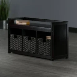 4pc Addison Storage Bench With Baskets Espresso/Chocolate - Winsome -Baxton Studio Shop GUEST ef4e000b 8121 47f4 97c2 85ef69194c03
