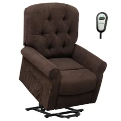 Costway Power Lift Recliner Chair Sofa For Elderly W/ Side Pocket & Remote Control BlackBrown -Baxton Studio Shop GUEST ef7a17b1 c9c3 494b a919 e0ab91c80e48