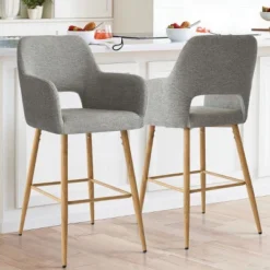 Atlanta Set Of 2 Bucket Upholstered Counter Height Stool With Fabric -The Pop Maison -Baxton Studio Shop GUEST ef9dcf33 44dc 490a b7a4 90d08fef7f68