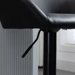 HOMCOM Adjustable Bar Stools Set Of 4, Swivel Barstools With Footrest And Back, PU Leather And Steel Round Base, For Kitchen Counter, Black -Baxton Studio Shop GUEST efd6233f d14e 4a39 aac6 5ec22542f510