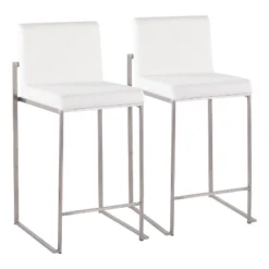 Set Of 2 Fuji High Back Stainless Steel/Velvet Counter Height Barstools - LumiSource -Baxton Studio Shop GUEST eff7f18d 32e6 4fca 8287 ad22486bfab1