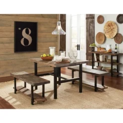 Pomona Metal And Reclaimed Wood Dining Table Brown - Alaterre Furniture -Baxton Studio Shop GUEST f020579b d9d4 44b2 9226 a10f04287c26