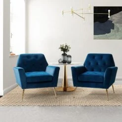 Set Of 2 Maris Velvet Living Room Armchair With Metal Base | Karat Home-TEAL -Baxton Studio Shop GUEST f0238bbf 6316 4511 902a 9e75fe2dc933