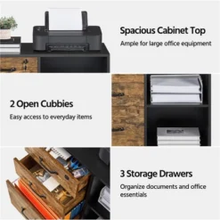 Yaheetech 3-Drawer Vintage File Cabinet With Socket And USB Charging Port Black/Rustic Brown 11 Yaheetech 3-Drawer Vintage File Cabinet With Socket And USB Charging Port Black/Rustic Brown -Baxton Studio Shop GUEST f11d807d 319e 4cf3 8191 e09c783c2a85