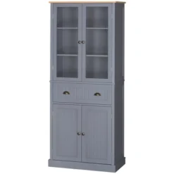 HOMCOM Freestanding Kitchen Pantry, 5-tier Storage Cabinet With Adjustable Shelves And Drawer For Living Room, Dining Room, Gray -Baxton Studio Shop GUEST f1b8b1fe 89d3 4ad9 adbc eb4d26e7ce5a