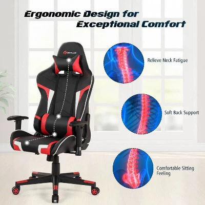 Costway Gaming Desk & Chair Set Z-Shaped Racing Style Desk With Massage Swivel Gaming Chair 8 Costway Gaming Desk & Chair Set Z-Shaped Racing Style Desk With Massage Swivel Gaming Chair - Image 8