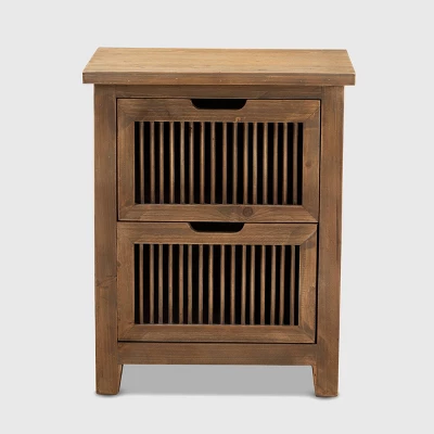 Clement 2 Drawer Wood Spindle Nightstand Brown - Baxton Studio 2 Clement 2 Drawer Wood Spindle Nightstand Brown - Baxton Studio - Image 2