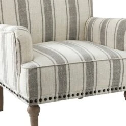 Venere Bedroom Wooden Upholstered Armchair With Nailhead Trim And Unique Stripe Design | ARTFUL LIVING DESIGN -Baxton Studio Shop GUEST f35def05 7f79 4f39 abaf 181034300269