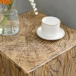 HOMCOM Decorative Side Table With Square Tabletop, Rustic Concrete End Table With Wood Grain Finish, For Indoors And Outdoors, Natural -Baxton Studio Shop GUEST f37c0b2f 1c7e 4289 91af 06f2bea2ae36