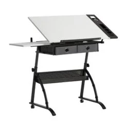 Core Drawing Table And Stool Set Charcoal Black/White - Studio Designs -Baxton Studio Shop GUEST f37d9eed 7426 472b 85bb 1de8cf89b3a5