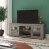 Emma And Oliver TV Stand For Up To 80" TV's - 65" Media Console With Classic Full Glass Doors & 3 Adjustable Shelves