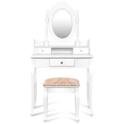 Costway Vanity Table Jewelry Makeup Desk Bench Dresser Stool White -Baxton Studio Shop GUEST f3dfa240 942e 48e4 b32b 8af35fe42818