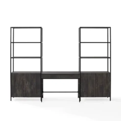 3pc Jacobsen Desk And Large Etagere Set Brown Ash - Crosley -Baxton Studio Shop GUEST f4161b38 f495 4b96 aaf4 611866ed1c84