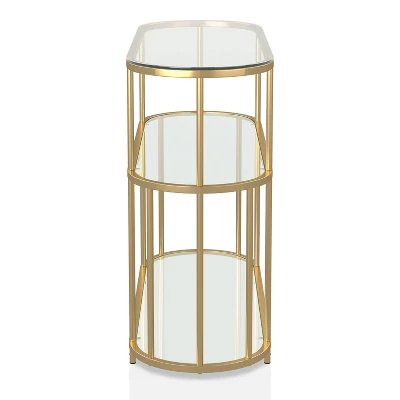 Invergarry Mirrored And Tempered Glass Sofa Table Gold - MiBasics 2 Invergarry Mirrored And Tempered Glass Sofa Table Gold - MiBasics - Image 2