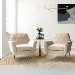 Set Of 2 Maris Velvet Living Room Armchair With Metal Base | Karat Home-TEAL -Baxton Studio Shop GUEST f52c7a85 d5c6 4d12 8317 166b984dcbac