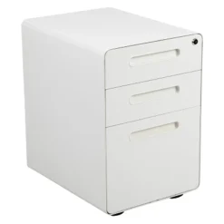 Flash Furniture Work From Home Kit - White Adjustable Computer Desk, LeatherSoft Office Chair And Inset Handle Locking Mobile Filing Cabinet -Baxton Studio Shop GUEST f534bef3 01f6 4db3 9015 df8bfe56e898 1