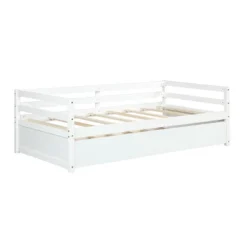 Costway Twin Size Trundle Daybed Wooden Slat Support Mattress Platform For Kids EspressoWhite -Baxton Studio Shop GUEST f551922e 1bc2 4850 a6c5 5e2a587b4c3b