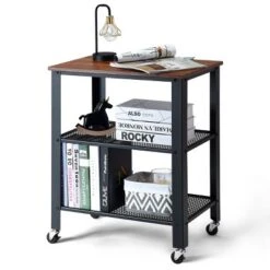 Industrial Serving Cart 3-Tier Kitchen Utility Cart On Wheels W/Storage Black -Baxton Studio Shop GUEST f55d03d4 f188 48de 84e3 24de1a49b0dd