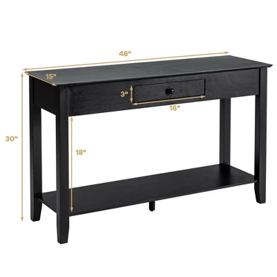 Costway Console Table With Drawer Shelf 2 Tier Sofa Side Accent Table Black 1 Costway Console Table With Drawer Shelf 2 Tier Sofa Side Accent Table Black