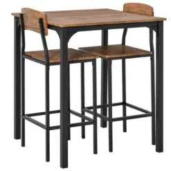 HOMCOM 3 Piece Industrial Counter Height Dining Table Set, Bar Table & Chairs With Steel Legs & Footrests -Baxton Studio Shop GUEST f5a9de13 2af4 44bc 958b 9ddeba373e60