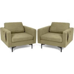 Costway Set Of 2 Fabric Accent Armchair Single Sofa W/ Side Storage Pocket -Baxton Studio Shop GUEST f5aa12cd 688f 4c67 8060 4e13dee2ca1f