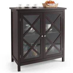 Costway Kitchen Buffet Sideboard Storage Cabinet W/Glass Doors & Adjustable Shelf WhiteBrown 20 Costway Kitchen Buffet Sideboard Storage Cabinet W/Glass Doors & Adjustable Shelf WhiteBrown -Baxton Studio Shop GUEST f63d4cd6 5b4b 4516 971a c4a5e5bd2211