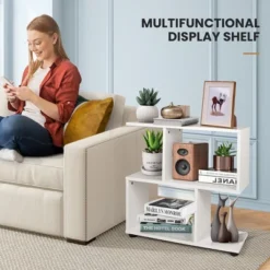 Costway 2-Tier Bookshelf S Shaped Bookcase Storage Rack Display Shelf W/Thick Foot Mats -Baxton Studio Shop GUEST f6c2bcd9 5b3a 40d0 b9c0 bd983cbdd46b