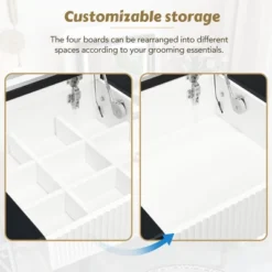 43.3" Modern Vanity Table Set With Flip-Up Mirror, LED Lights And Storage - ModernLuxe -Baxton Studio Shop GUEST f6cd4564 622d 489c 80e9 7715f011a192