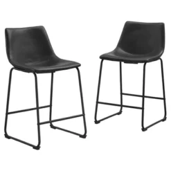 Set Of 2 Laslo Modern Upholstered Faux Leather Counter Height Barstools - Saracina Home -Baxton Studio Shop GUEST f6f9d7b5 90d5 4e6e a4dd 7067faedcdef